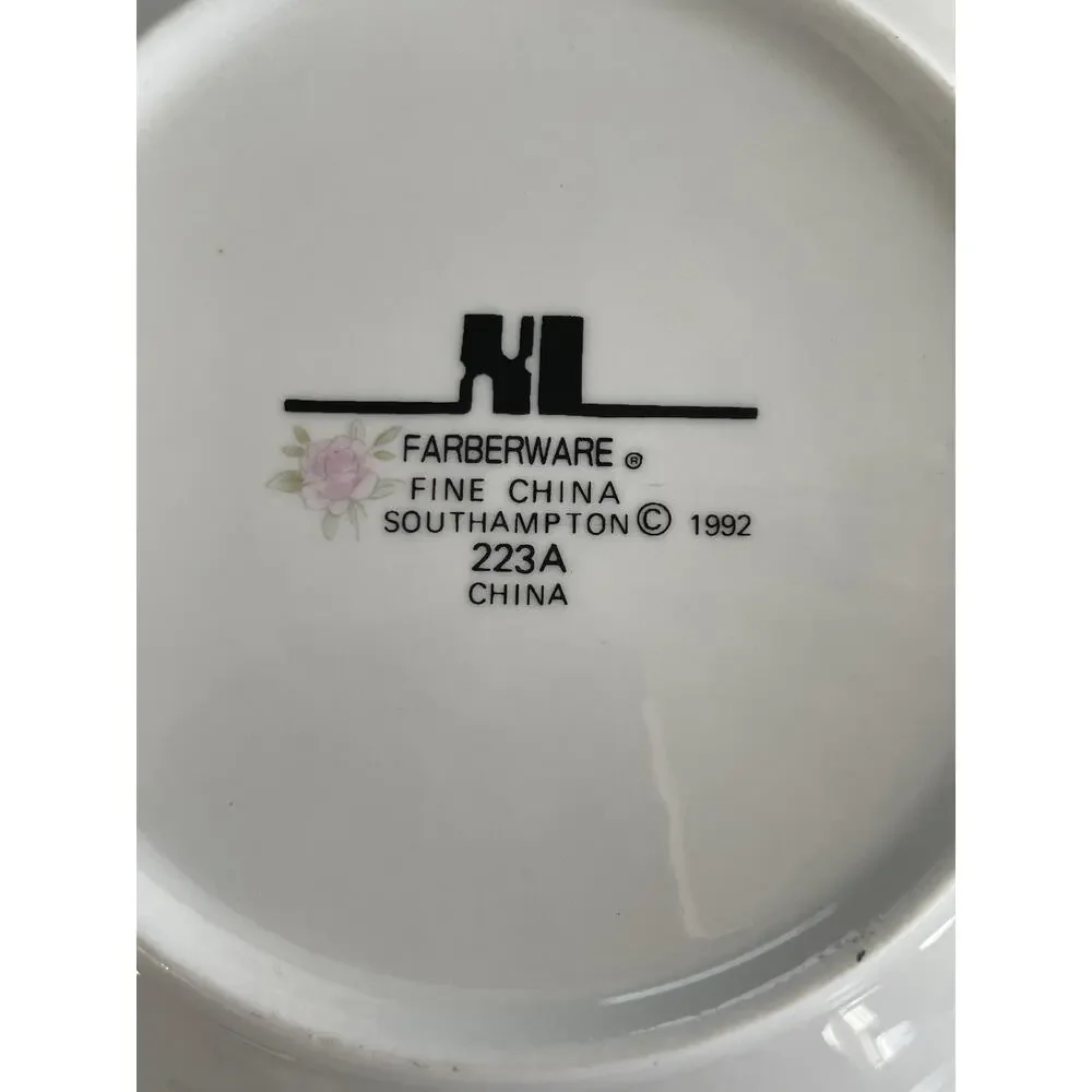Set of 4 VTG Farberware Southampton 223A Fine China Salad Plate/Bowl 3 Tea Cups